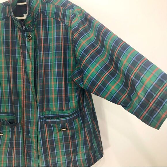 Current Seen Green Blue Plaid Lightweight Retro Zip Up Jacket - Picture 5 of 13
